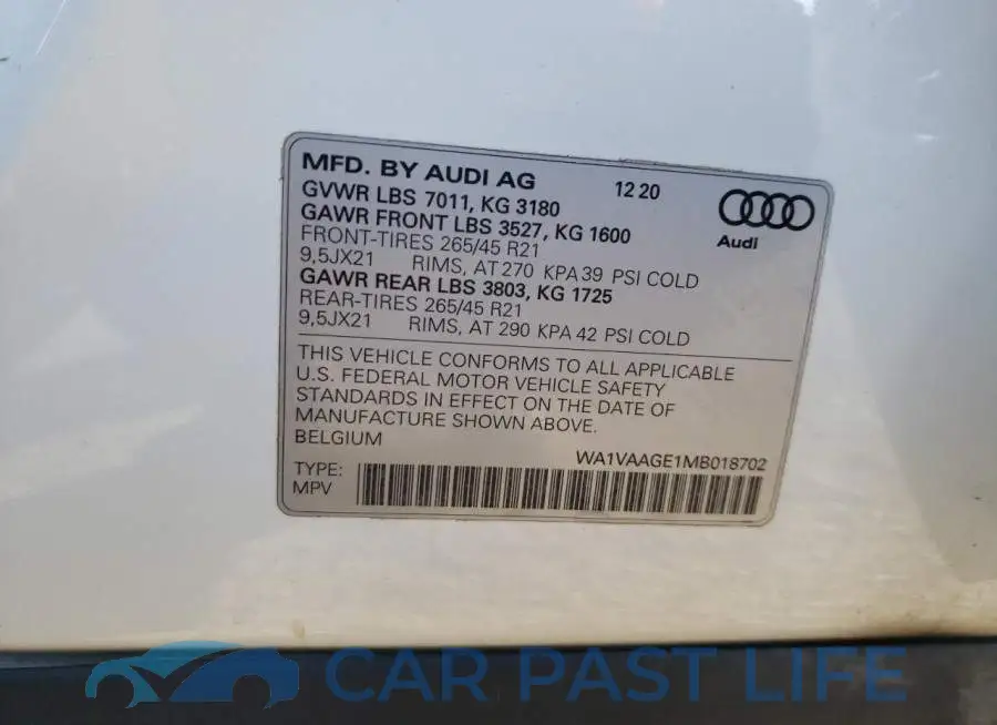 WA1VAAGE1MB018702# 12