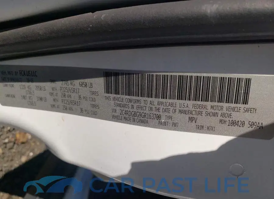 2C4RDGBG9GR163700# 12