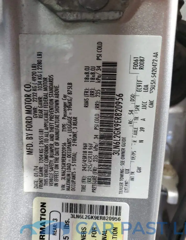 3LN6L2GK9ER820956# 12