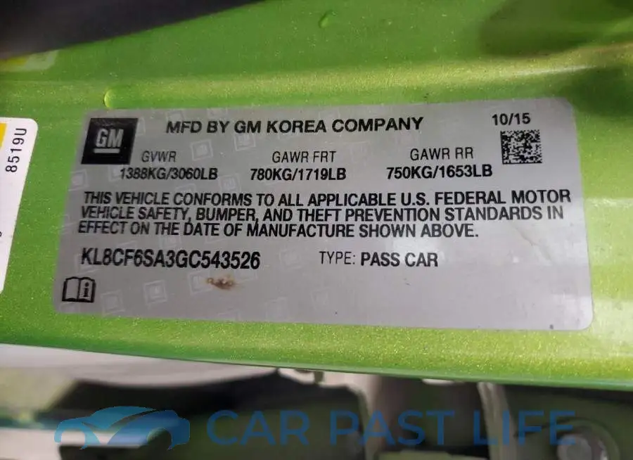 KL8CF6SA3GC543526# 12