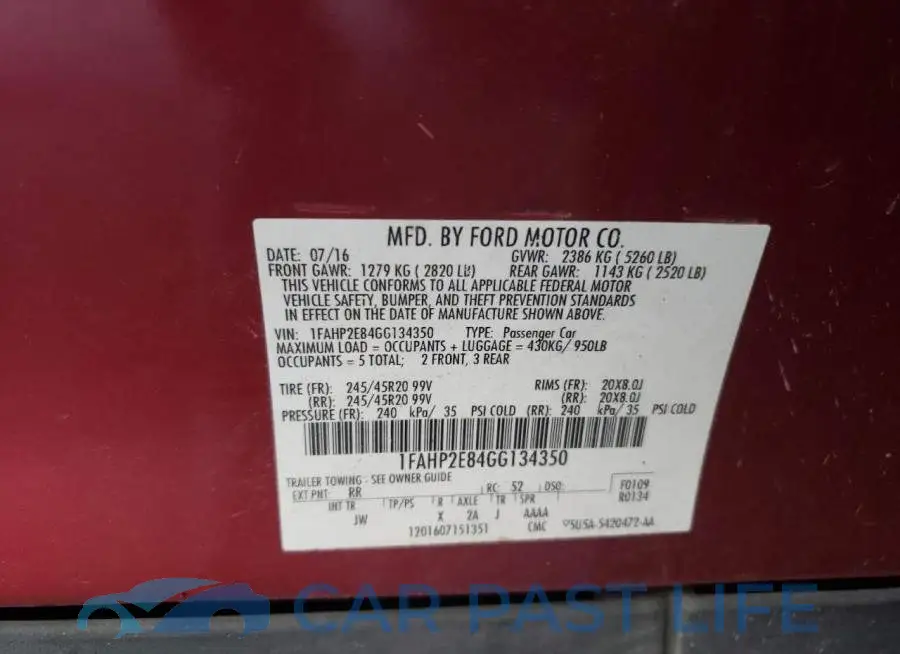 1FAHP2E84GG134350# 12