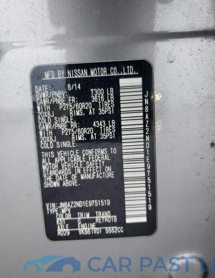JN8AZ2ND1E9751519# 13