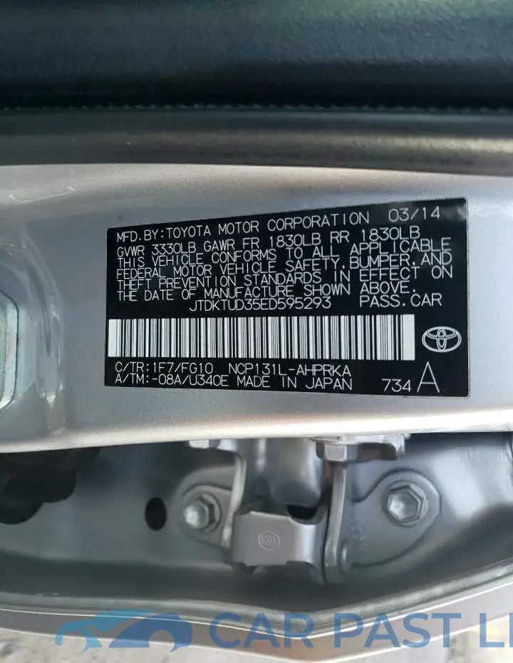 JTDKTUD35ED595293# 12
