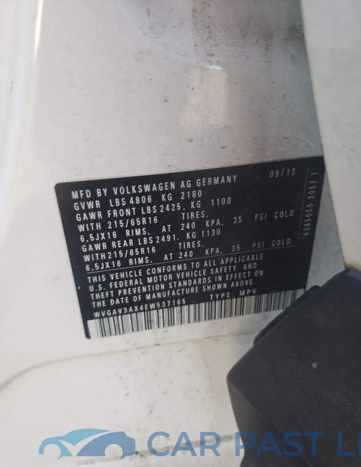 WVGAV3AX4EW537165# 13