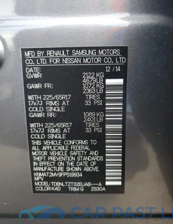 KNMAT2MV9FP519934# 13