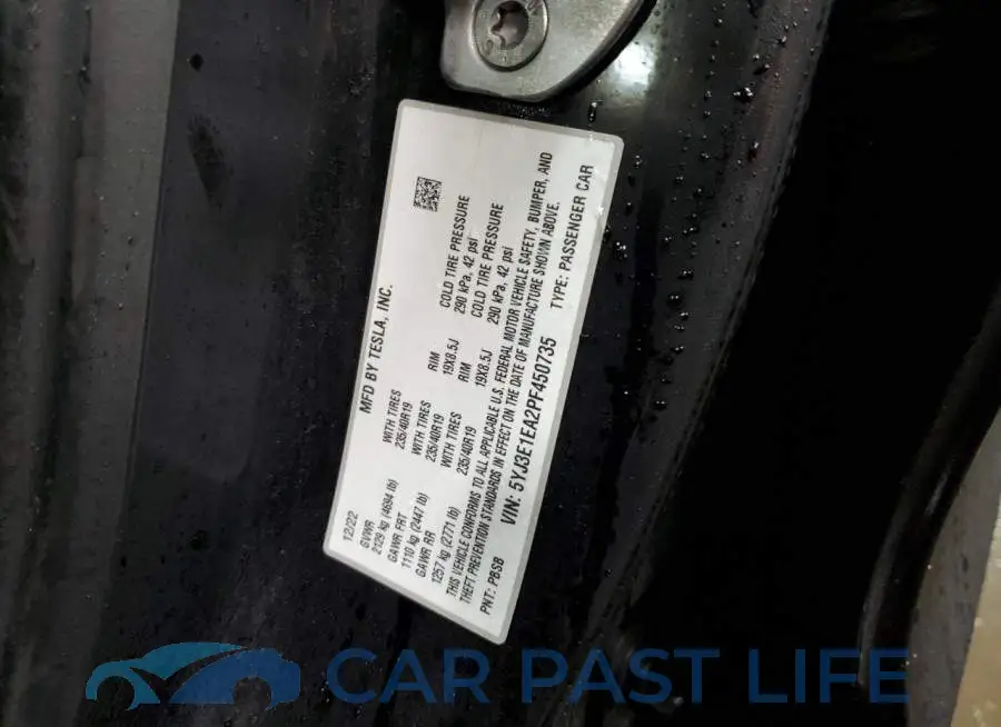 5YJ3E1EA2PF450735# 12