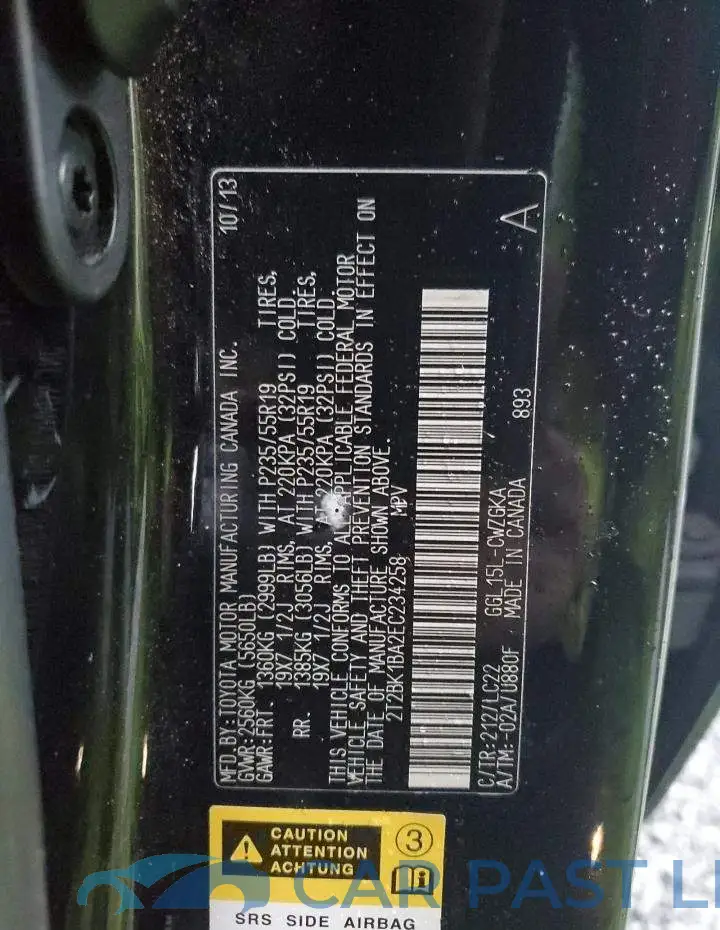 2T2BK1BA2EC234258# 12