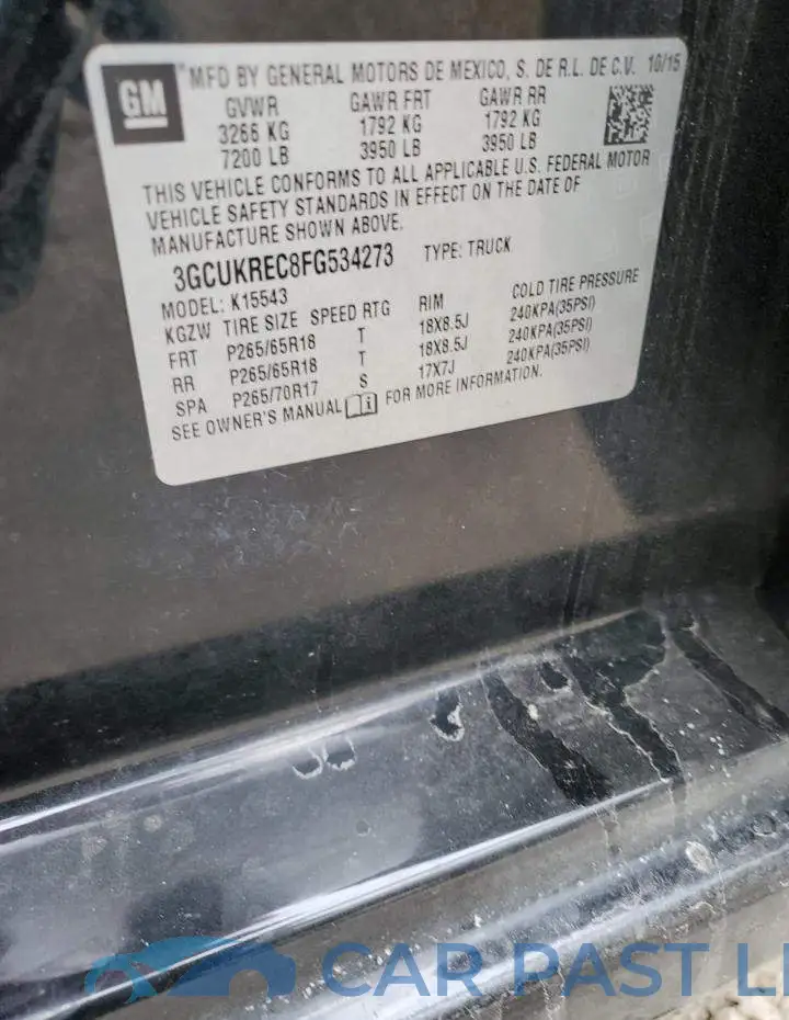 3GCUKREC8FG534273# 12