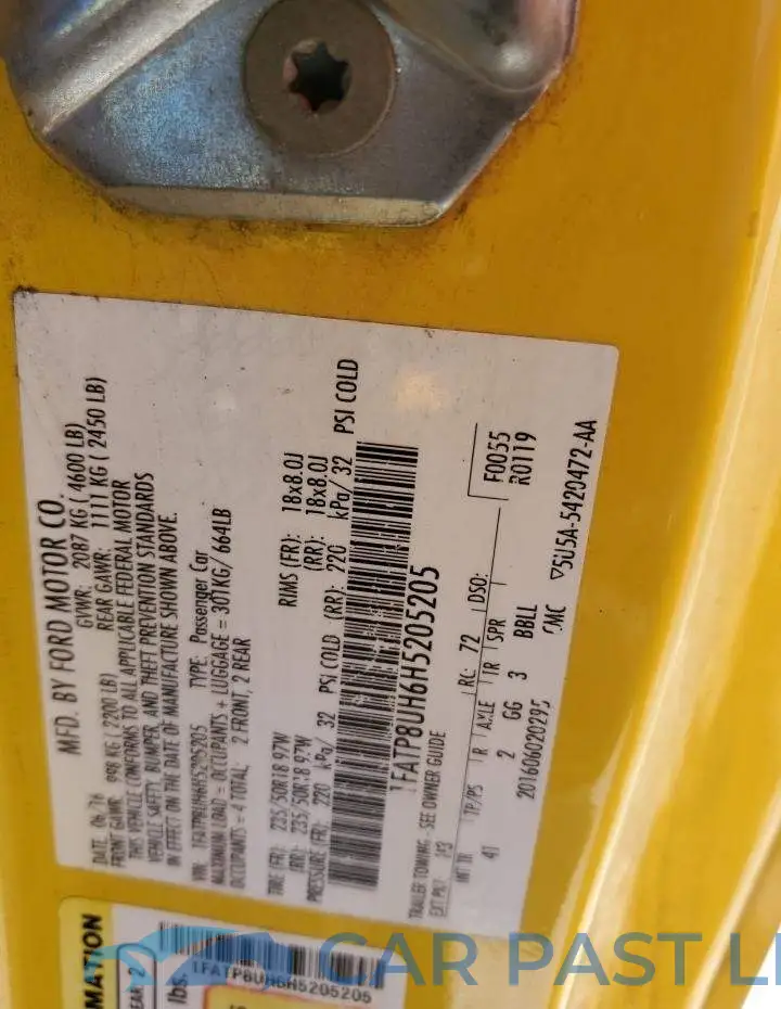 1FATP8UH6H5205205# 13