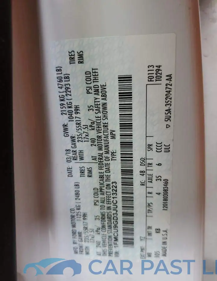 1FMCU9GD3JUC13223# 13