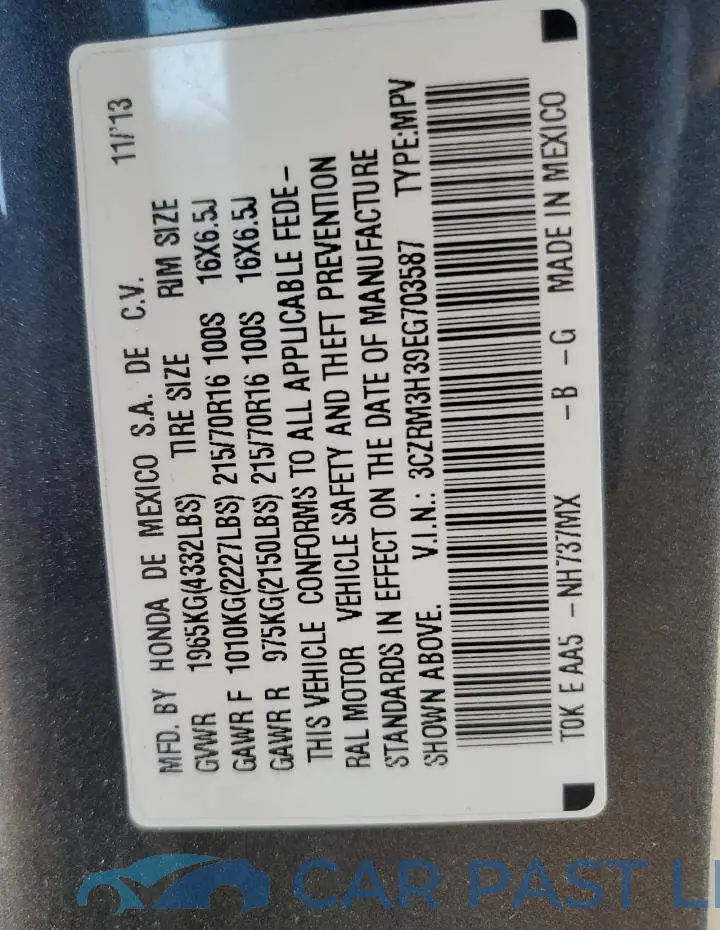 3CZRM3H39EG703587# 12