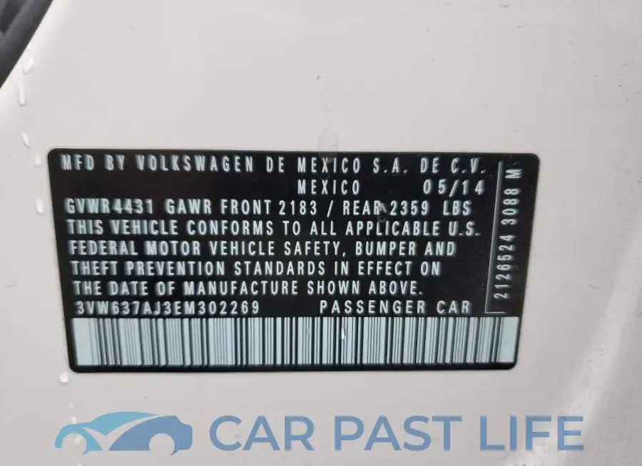 3VW637AJ3EM302269# 12