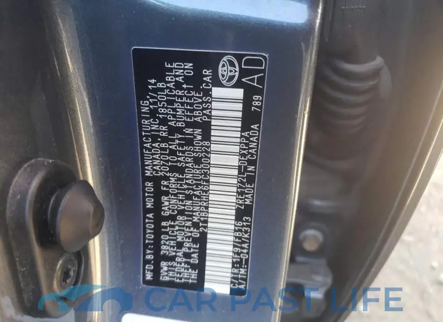 2T1BPRHE6FC300228# 13