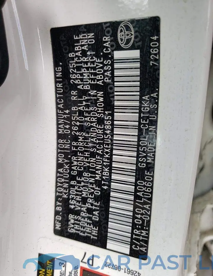 4T1BK1FKXEU548651# 12