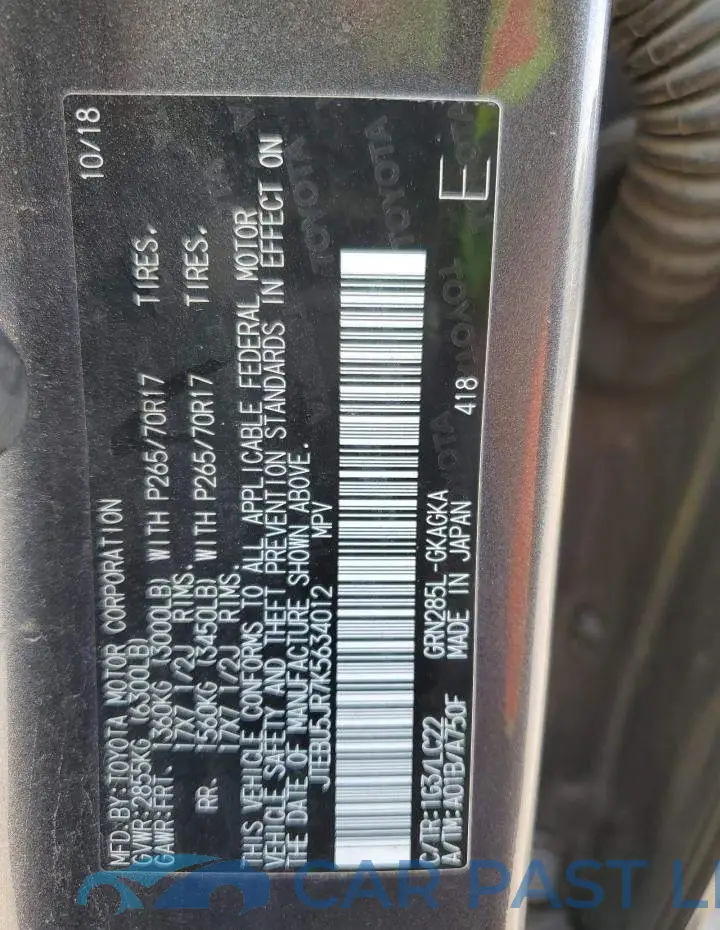JTEBU5JR7K5634012# 12