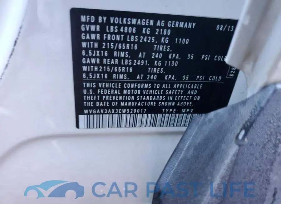 WVGAV3AX3EW520017# 13