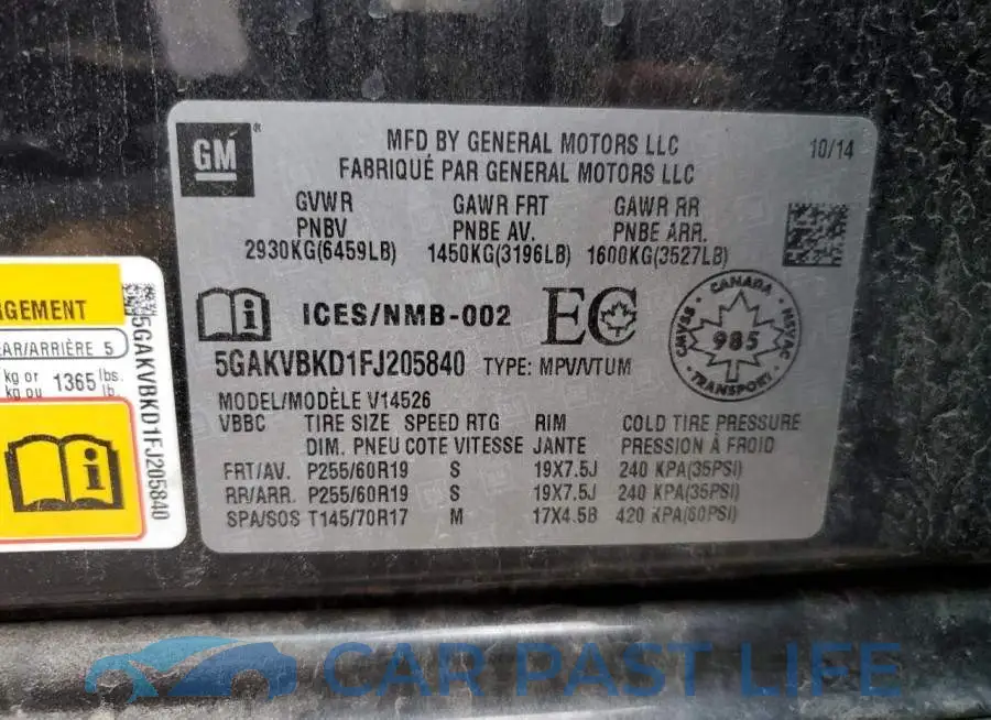 5GAKVBKD1FJ205840# 14