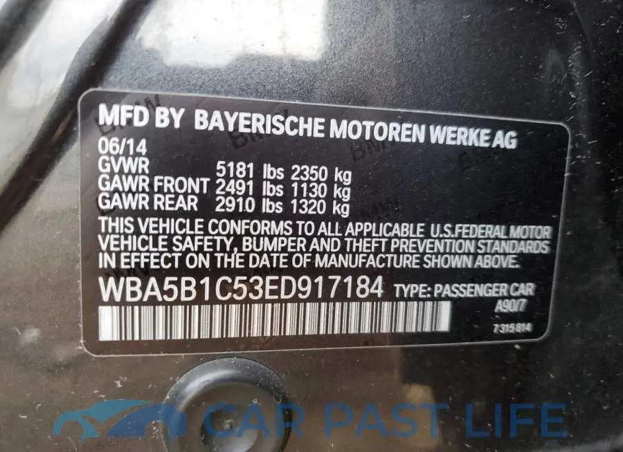 WBA5B1C53ED917184# 12