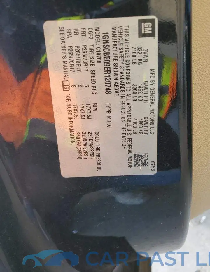 1GNSCBE09ER120748# 13