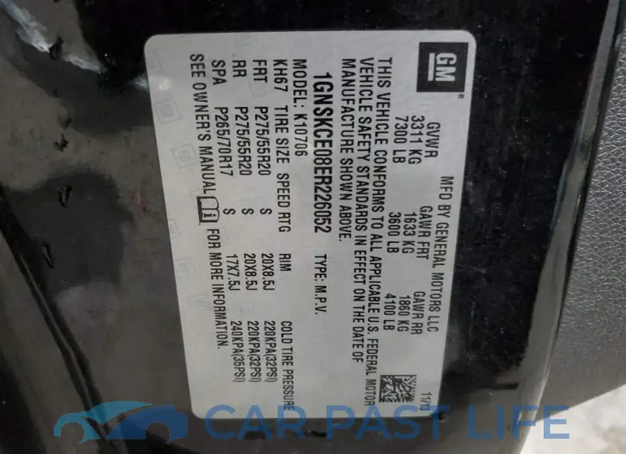 1GNSKCE08ER226052# 13