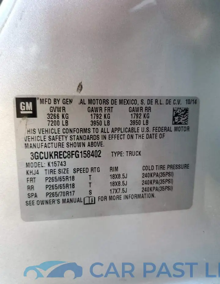 3GCUKREC8FG158402# 13