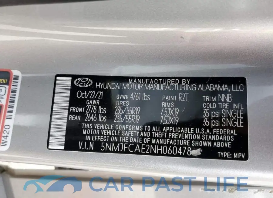 5NMJFCAE2NH060478# 13