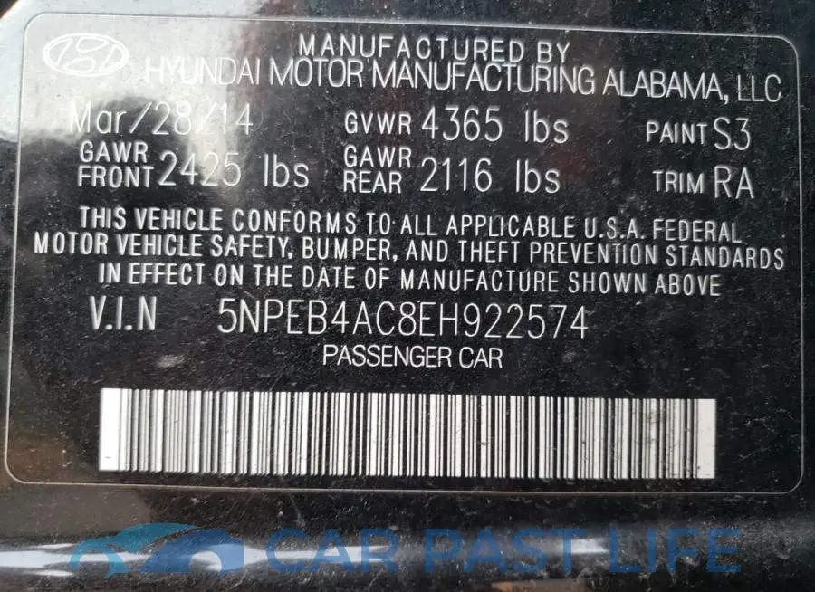 5NPEB4AC8EH922574# 12