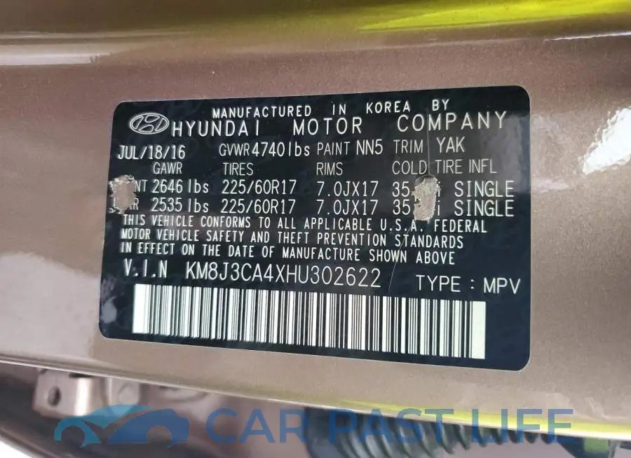 KM8J3CA4XHU302622# 12