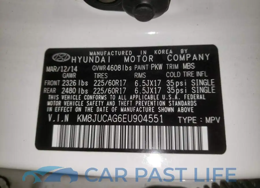 KM8JUCAG6EU904551# 12