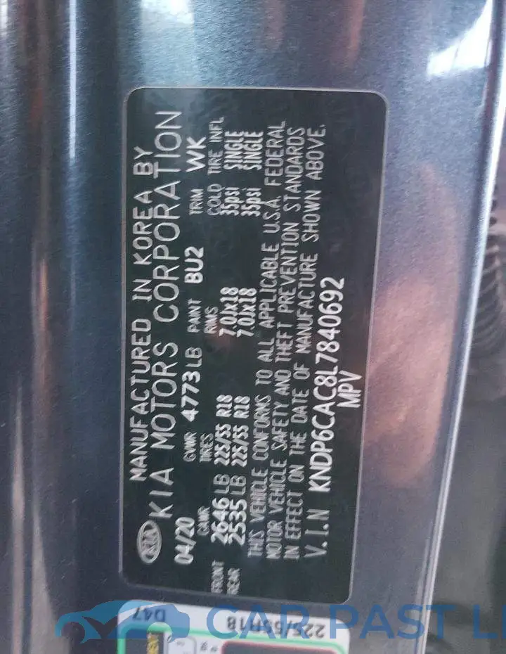KNDP6CAC8L7840692# 12