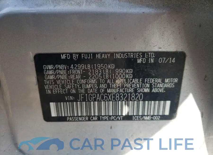 JF1GPAC6XE8321820# 12