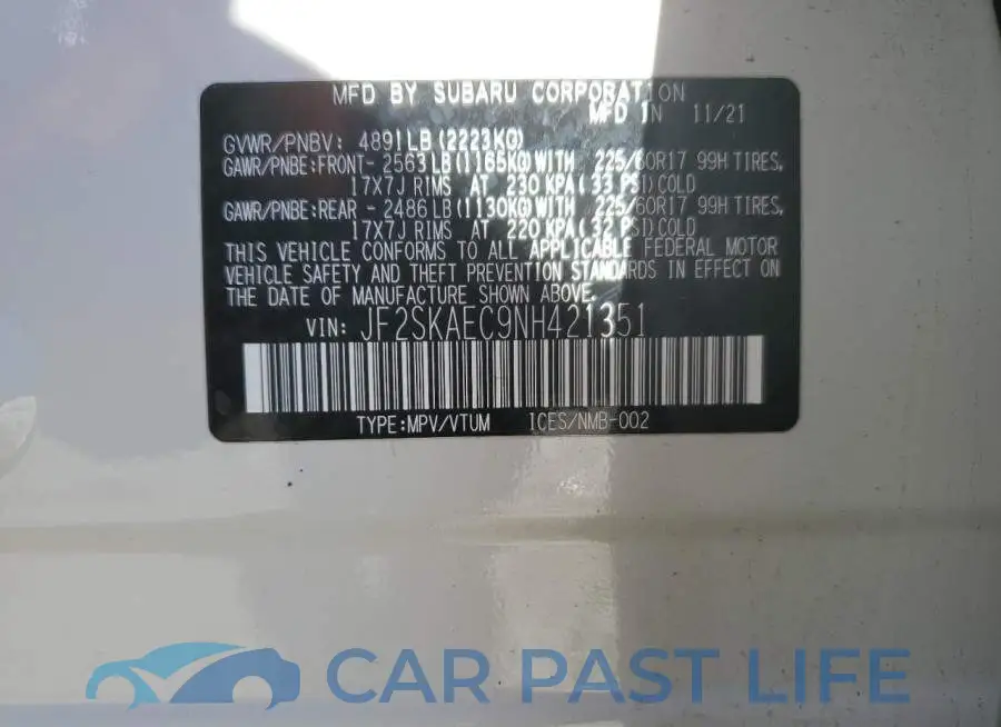 JF2SKAEC9NH421351# 12
