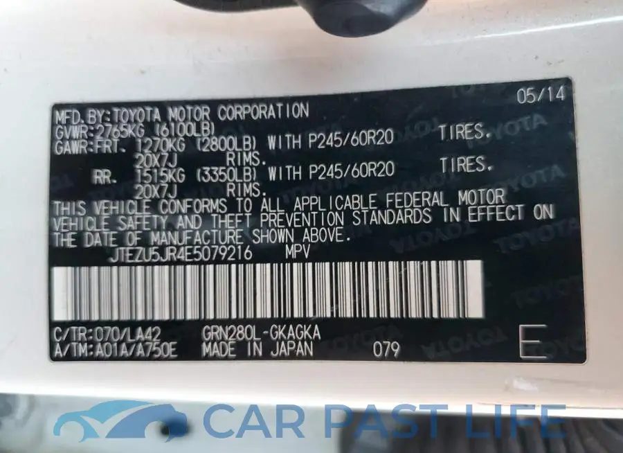 JTEZU5JR4E5079216# 14
