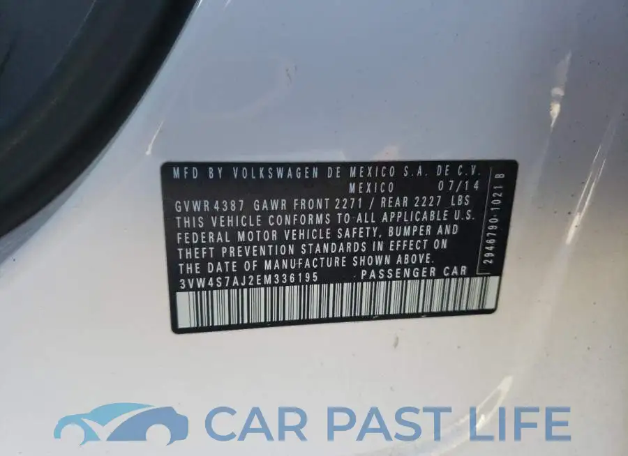 3VW4S7AJ2EM336195# 12