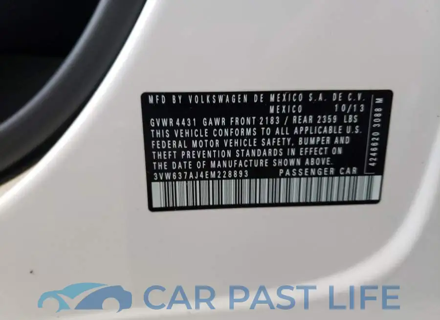 3VW637AJ4EM228893# 12
