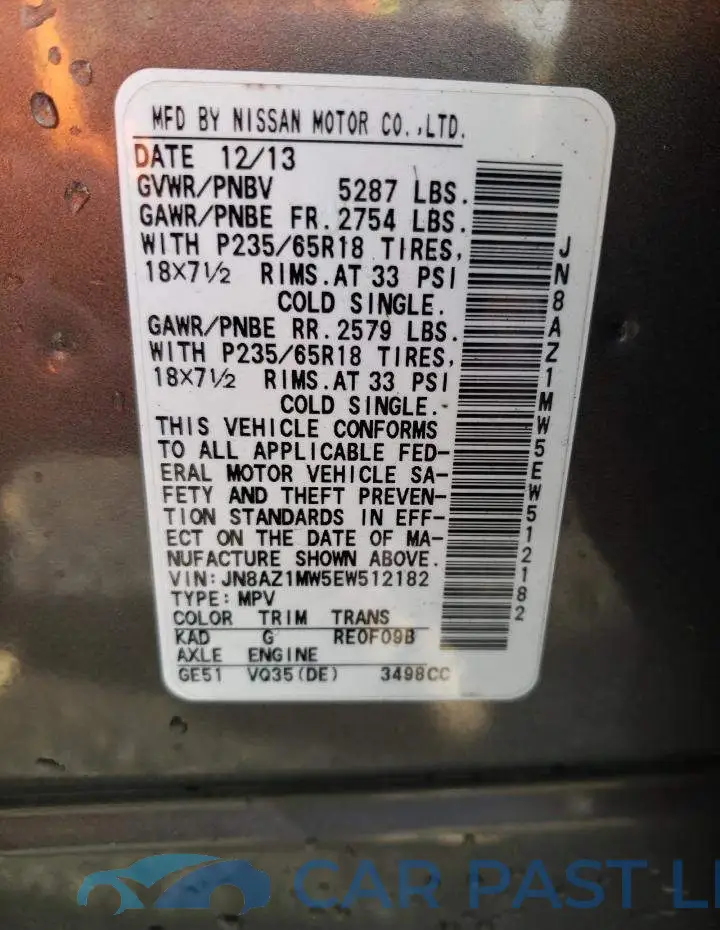 JN8AZ1MW5EW512182# 14