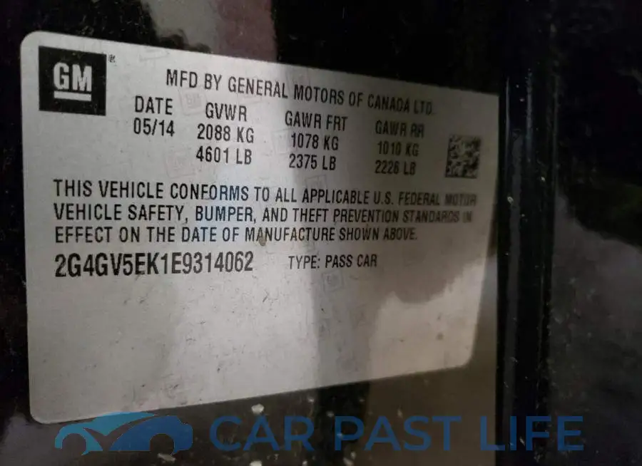 2G4GV5EK1E9314062# 12