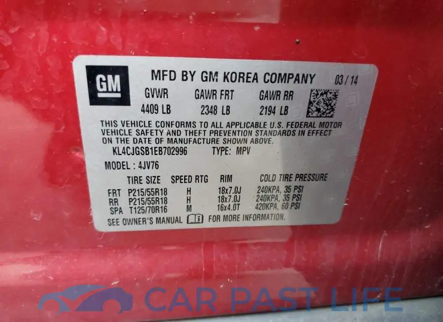KL4CJGSB1EB702996# 12