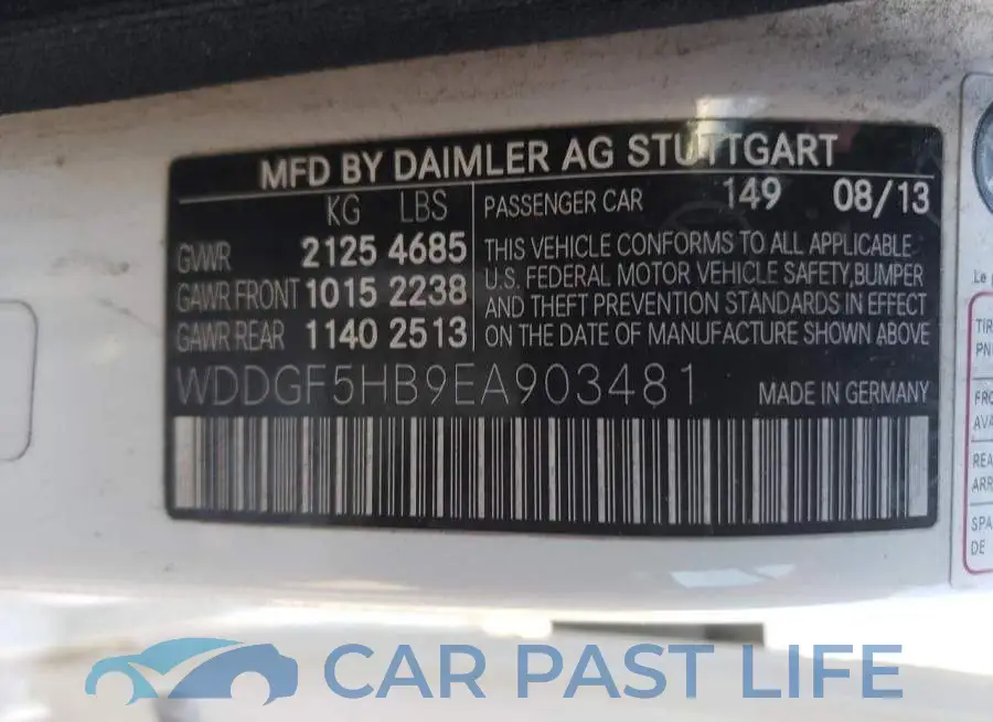 WDDGF5HB9EA903481# 12