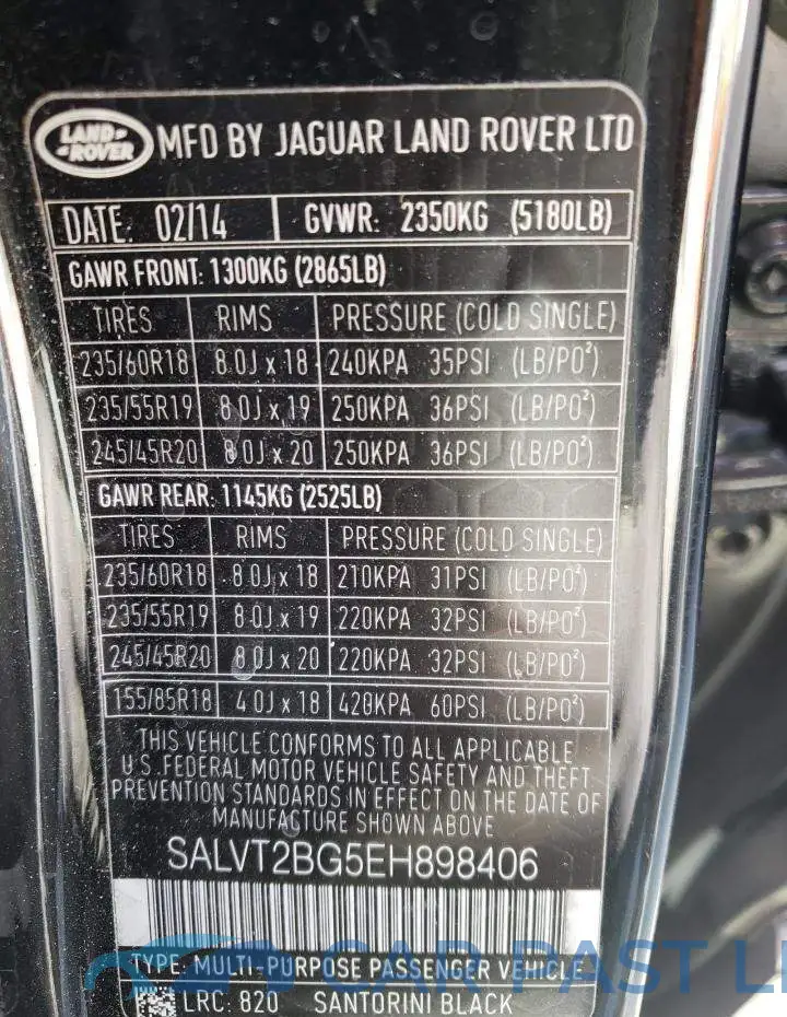 SALVT2BG5EH898406# 13