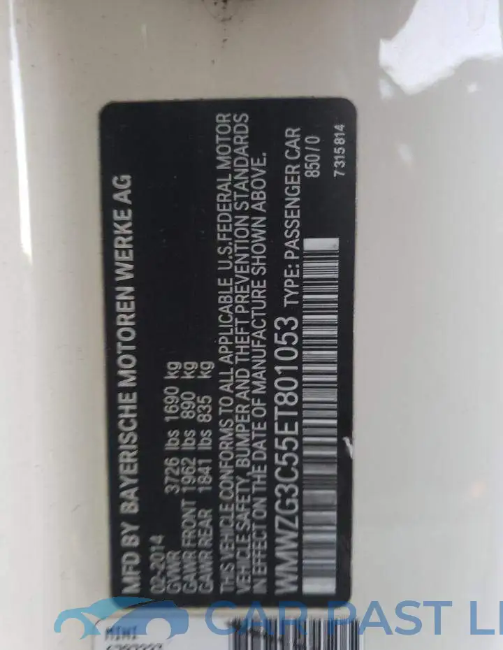 WMWZG3C55ET801053# 12