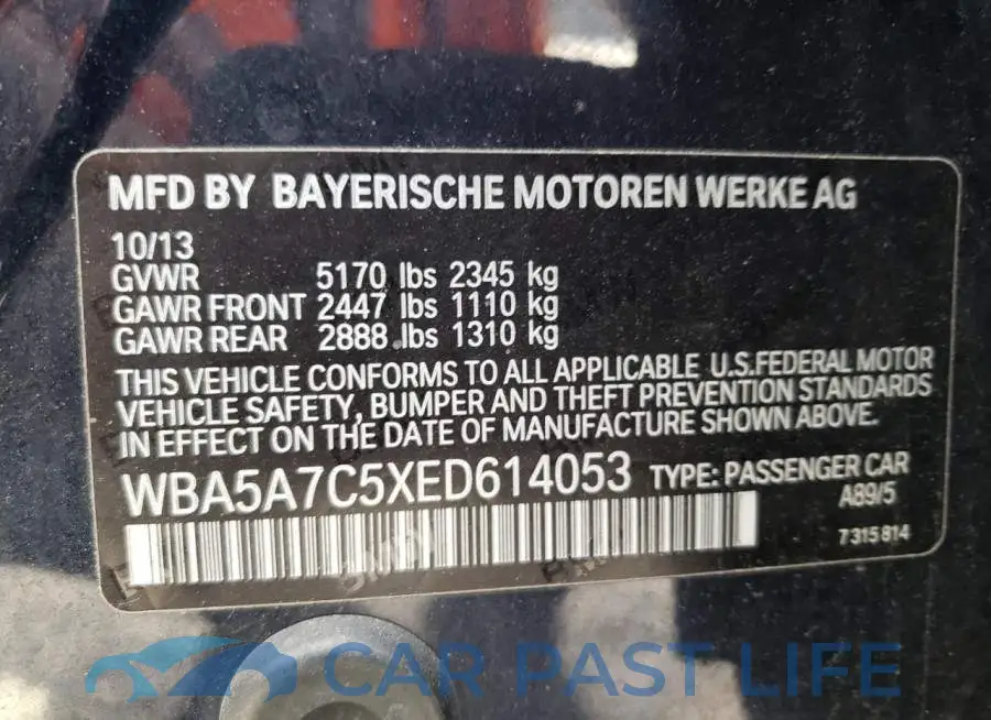 WBA5A7C5XED614053# 12