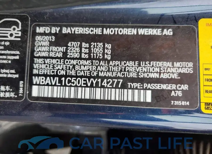 WBAVL1C50EVY14277# 13