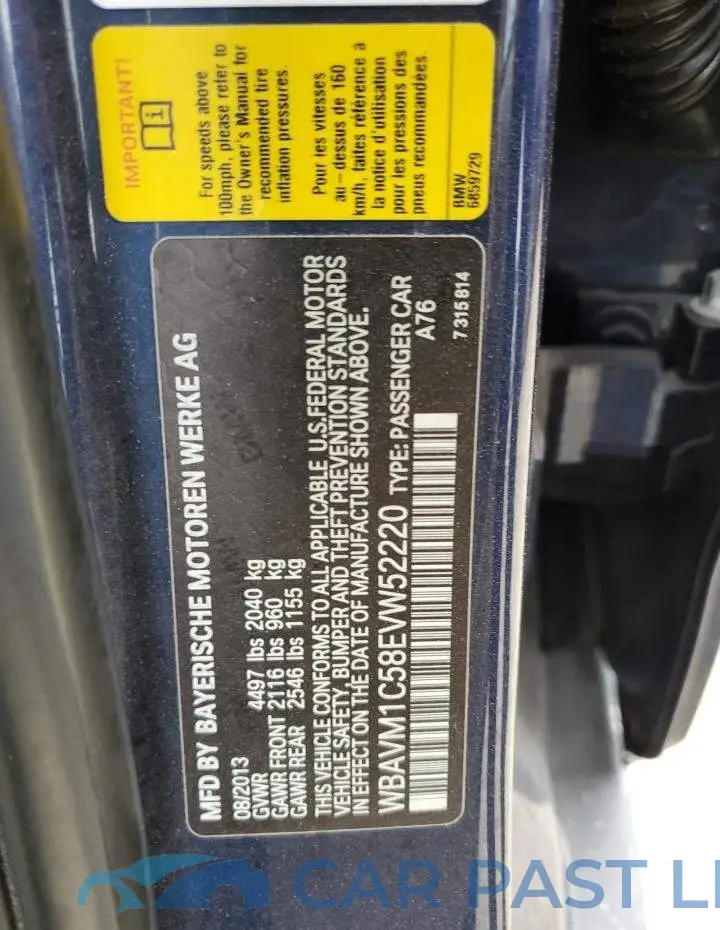 WBAVM1C58EVW52220# 13