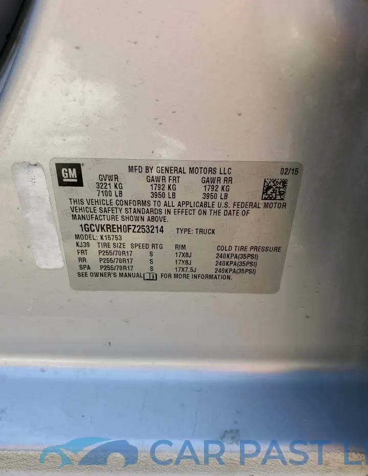 1GCVKREH0FZ253214# 12