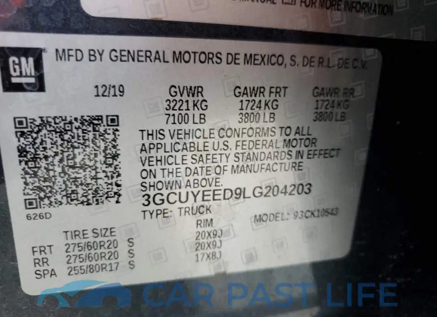 3GCUYEED9LG204203# 12