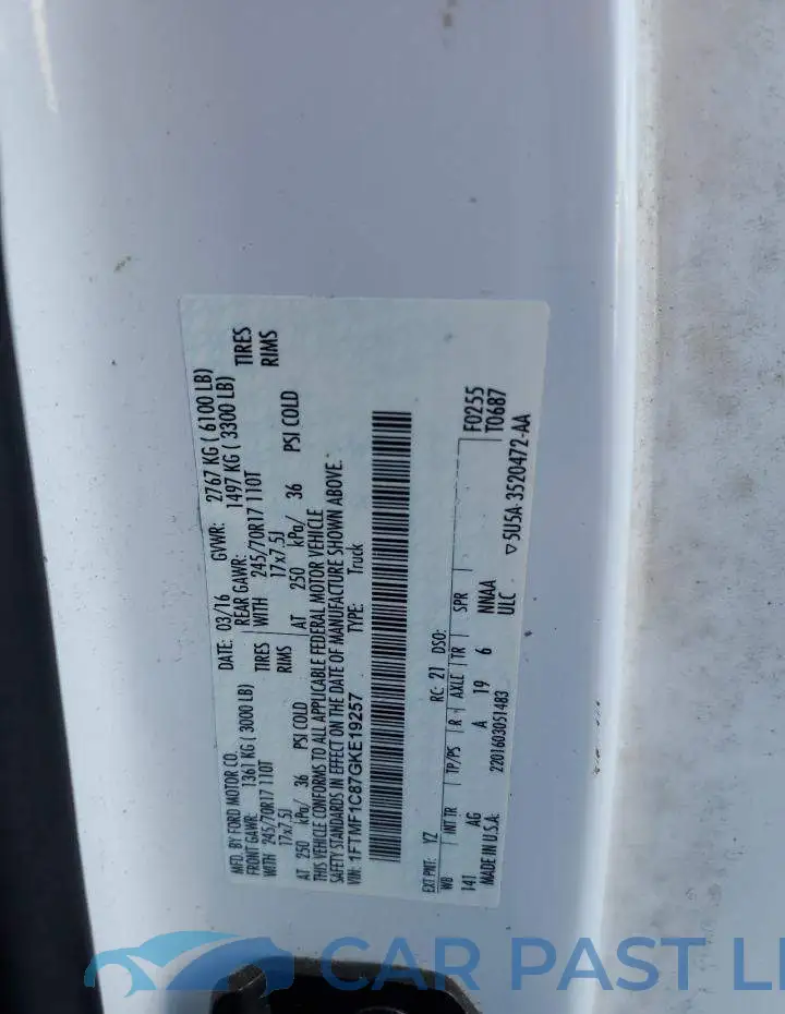 1FTMF1C87GKE19257# 12
