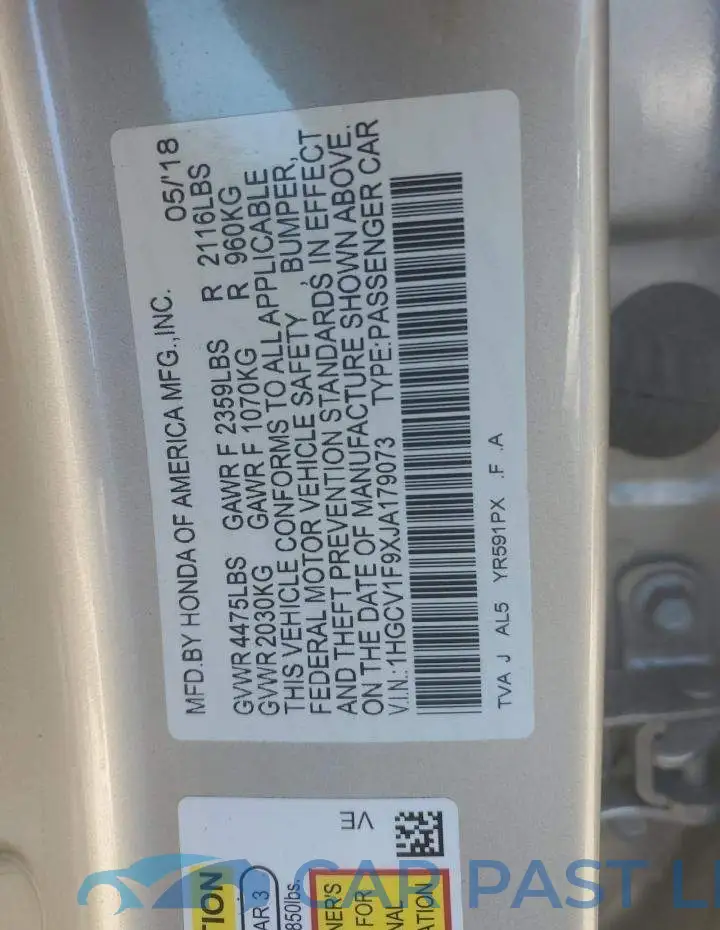 1HGCV1F9XJA179073# 13