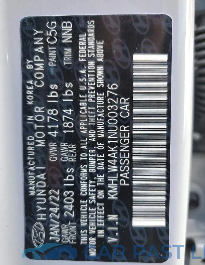 KMHLW4AK1NU003276# 12