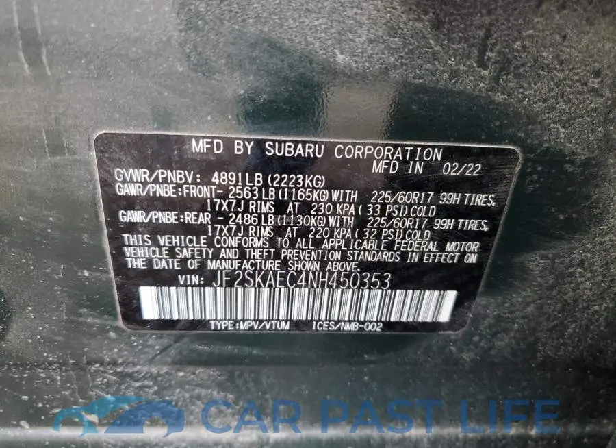 JF2SKAEC4NH450353# 12